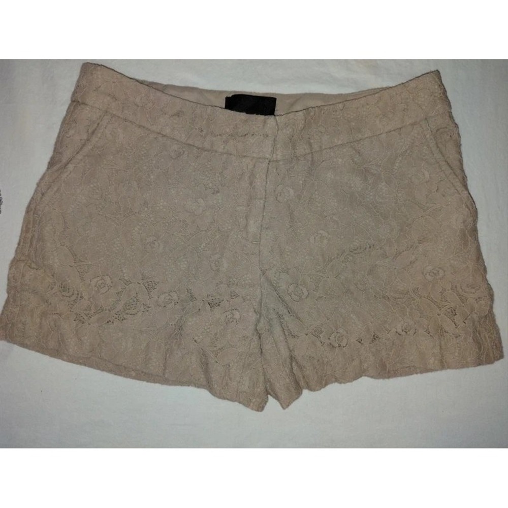 Cynthia Rowley Tan Beige Floral Lace Shorts Womens Size 2 Mid Rise Lined Boho